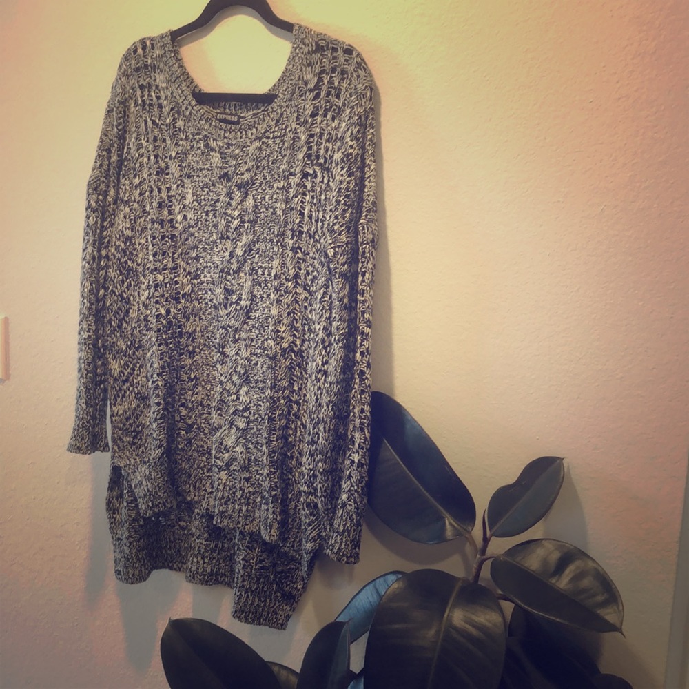 Oversized Black and White Marled Sweater